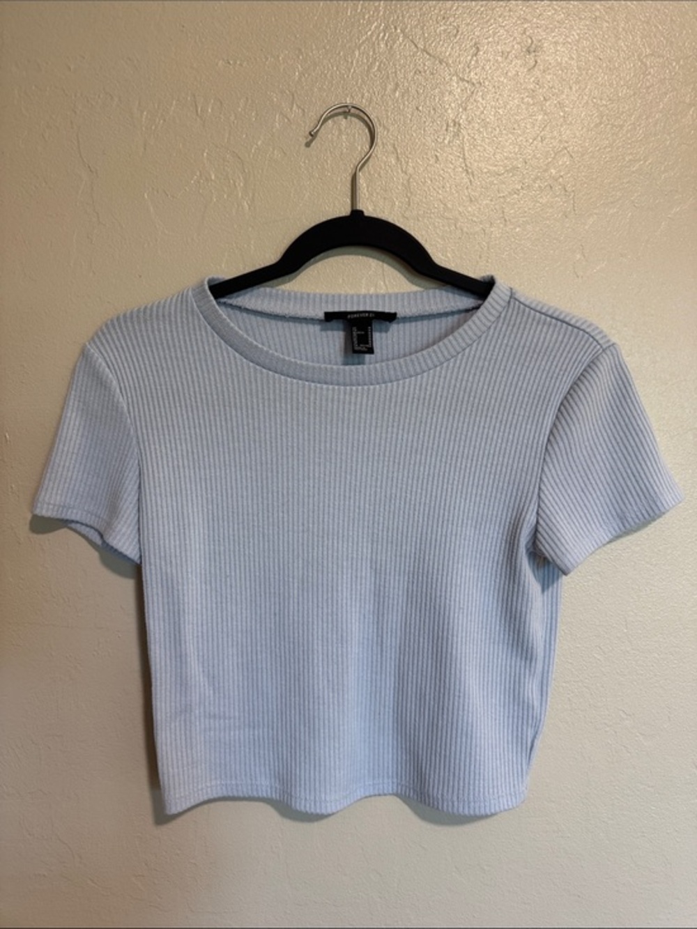 Forever 21 Pale Blue Ribbed Crop Top